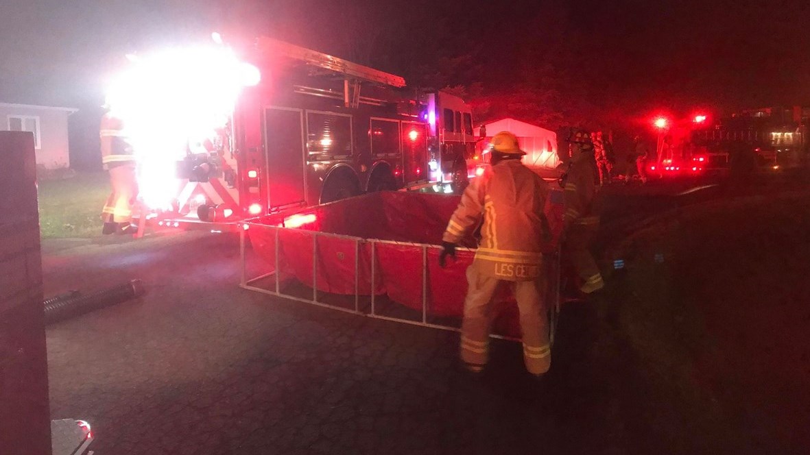 Intervention des pompiers des Cèdres et de Vaudreuil-Dorion