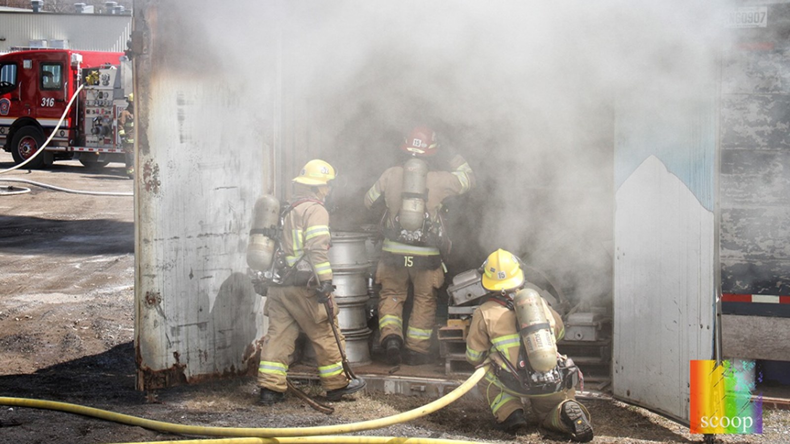 Incendie dans un conteneur adjacent à la Brasserie du Bois Blanc à Coteau-du-Lac