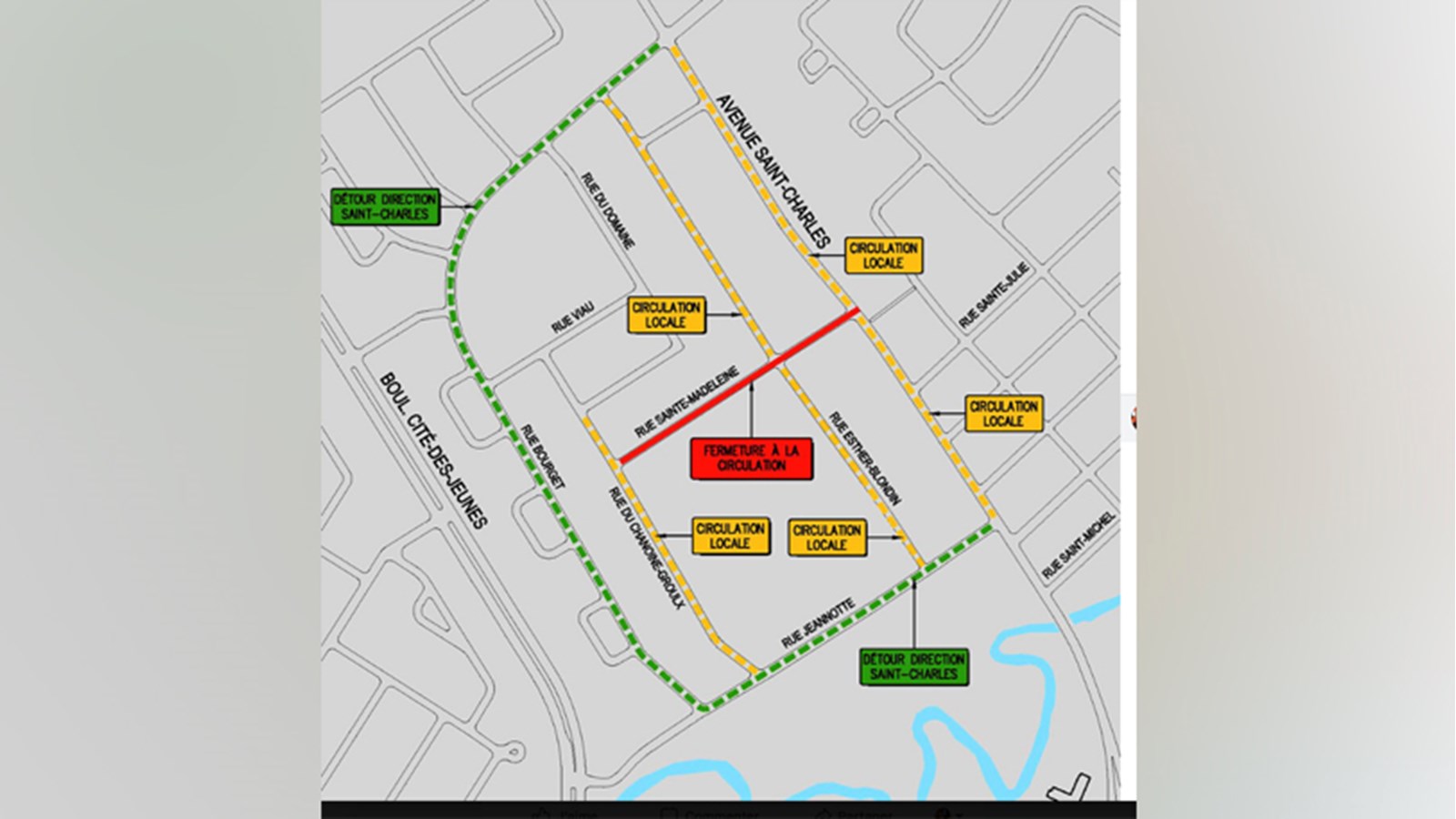  Le détour s’effectuera via les rues Jeannotte et Bourget.