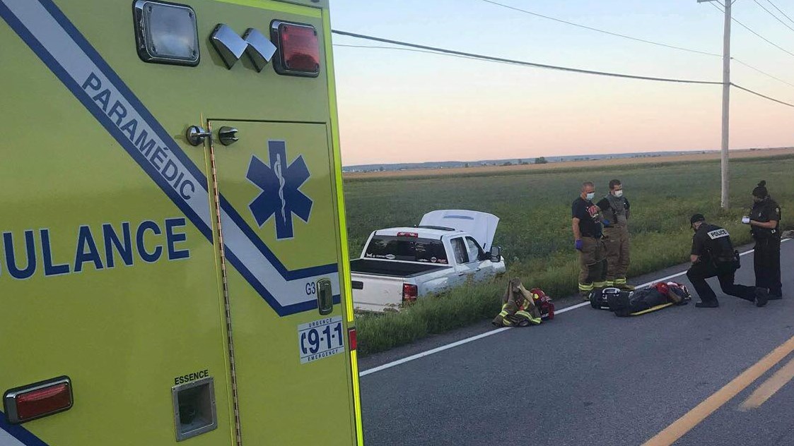 Deux blessés dans une sortie de route à Sainte-Justine de Newton