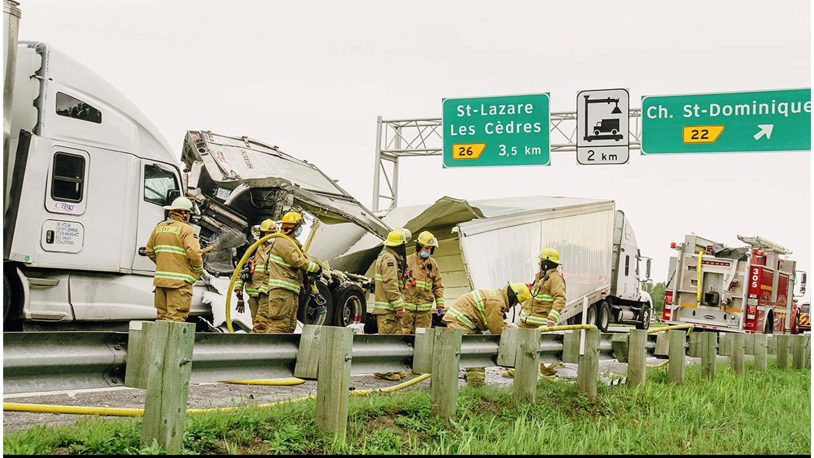 Accident majeur sur l’autoroute 20 est à Les Cèdres: congestion en cours