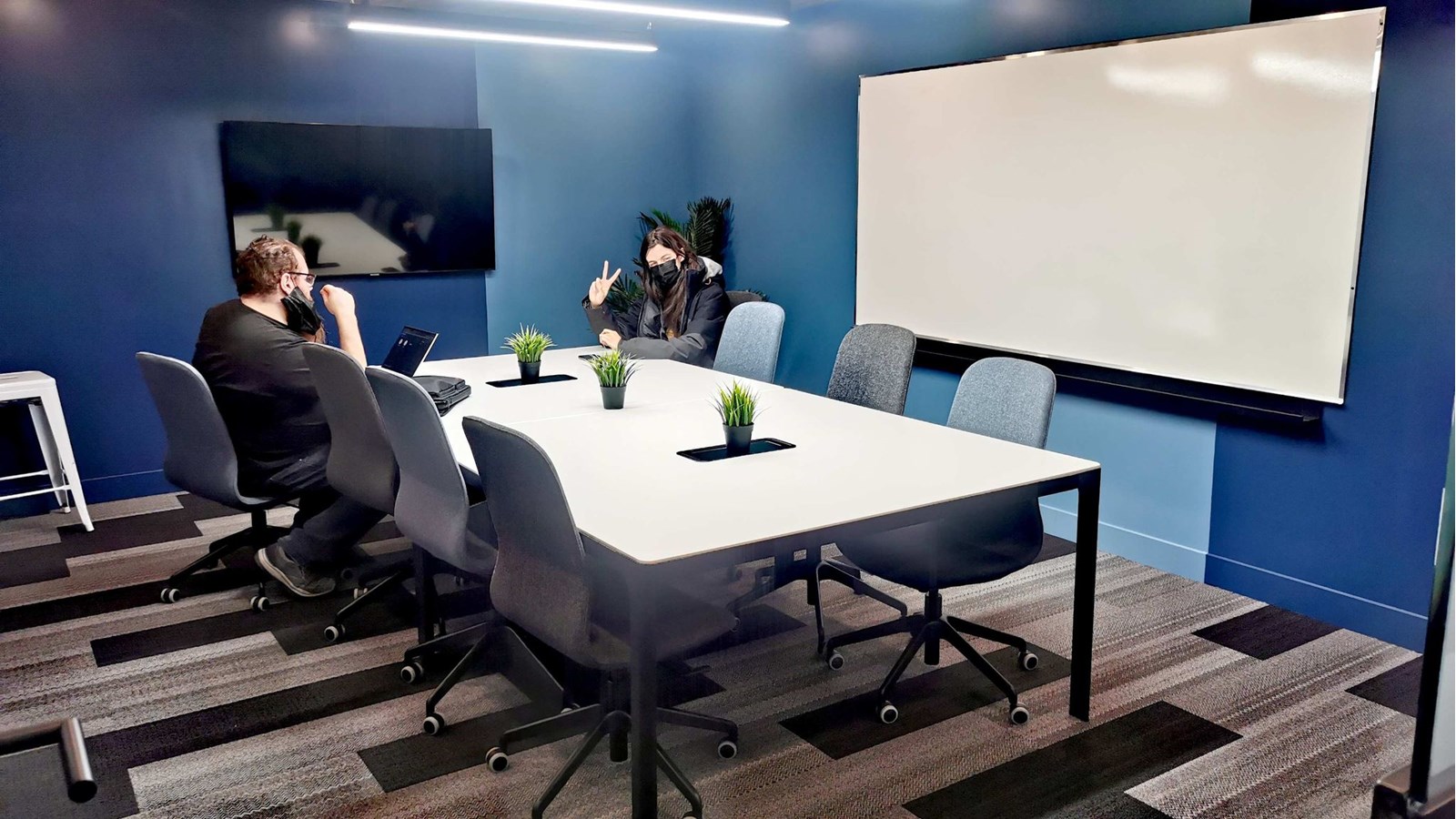 Une salle de réunion avec télévision et écran de projection est disponible à la location dans le bâtiment