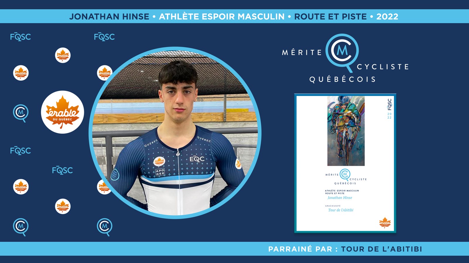 Jonathan Hinse est nommé athlète espoir masculin de l'année