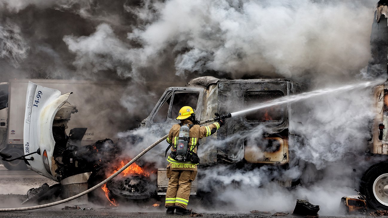 Accident impliquant deux semi-remorques à Coteau-du-Lac