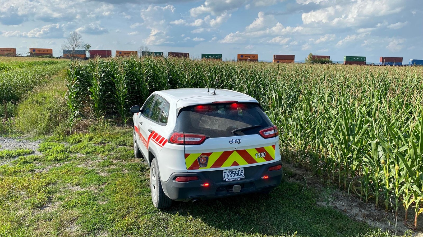 Une locomotive en feu termine sa course à Sainte-Justine-de-Newton