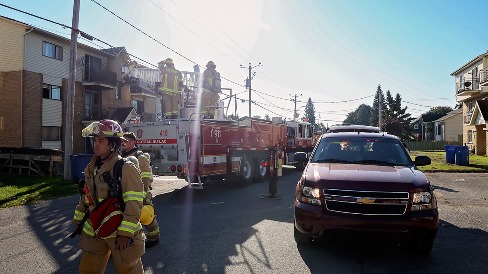 Les pompiers de Salaberry-de-Valleyfield interviennent à Les Coteaux