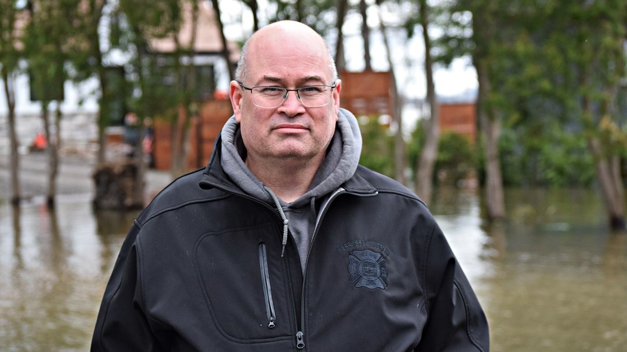 Terrasse-Vaudreuil Mayor Michel Bourdeau spent the day surveying the flooding situation in the affected areas