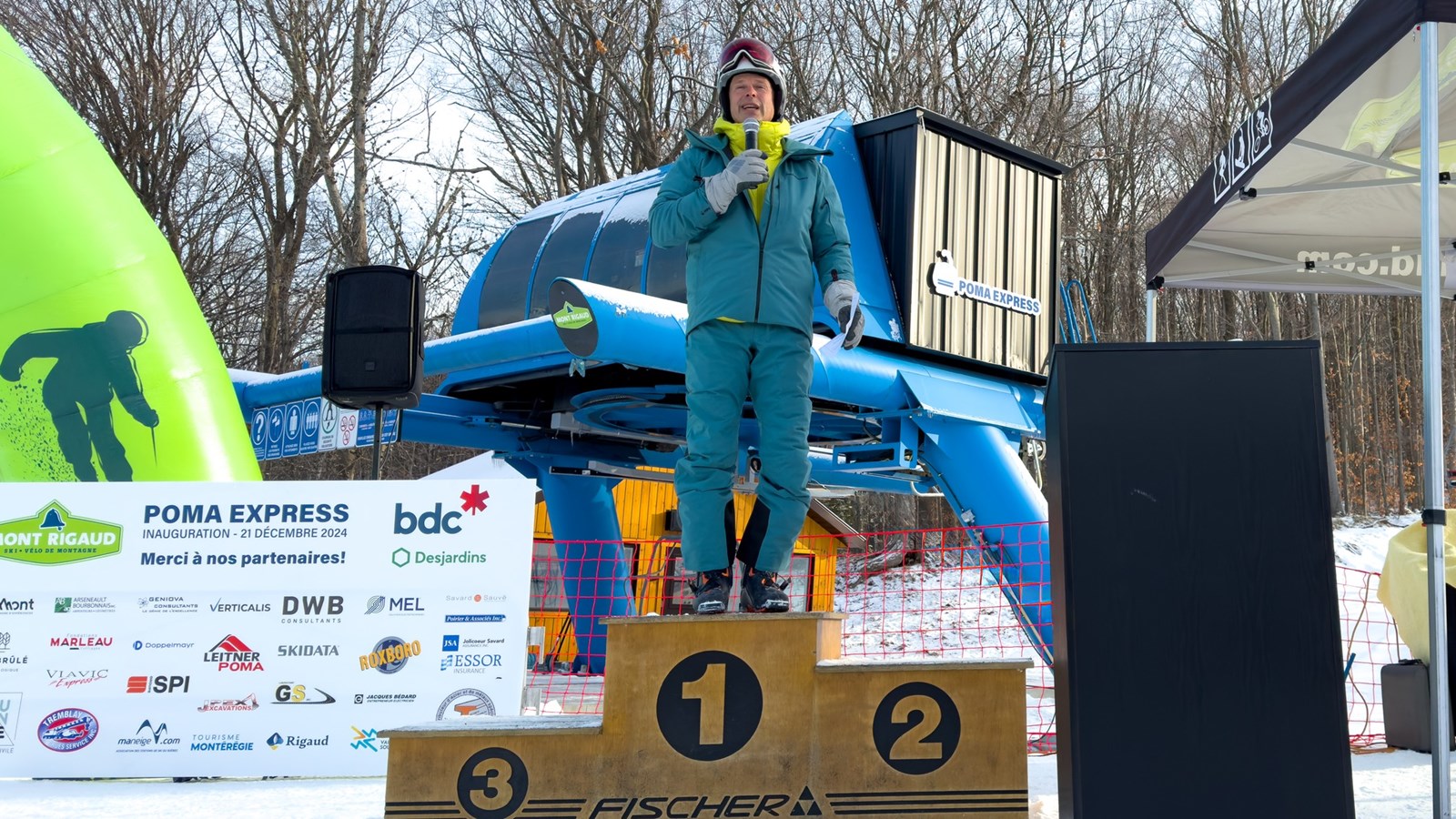 Jean-Luc Brassard inaugure le Poma Express au Mont Rigaud
