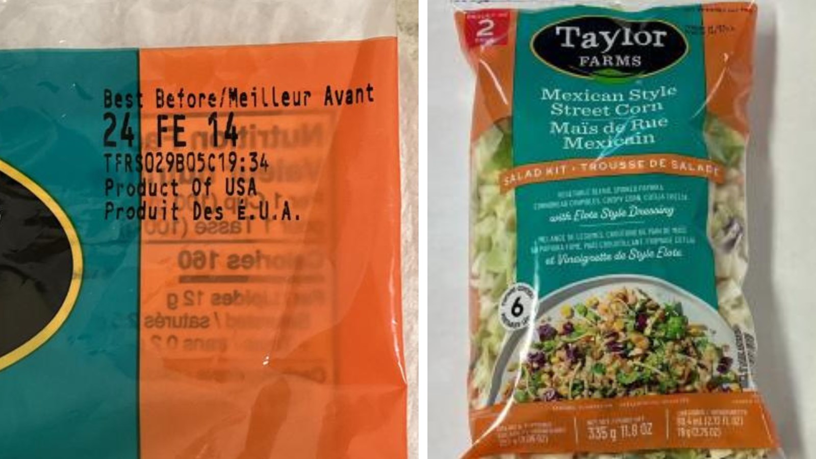 The recalled Taylor Farms Mexican Street Corn product has an expiration date of February 14, 2024 