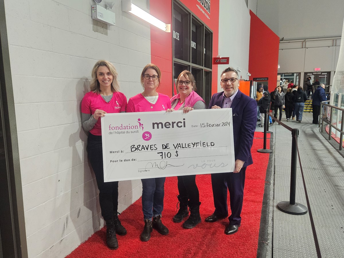 Les Braves remettent 710 $ à la Fondation de l’Hôpital du Suroît
