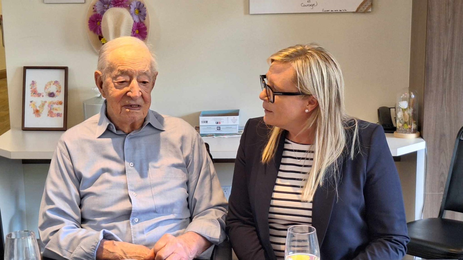 Marie-Claude Nichols celebrates Claude Lalonde's 100th birthday