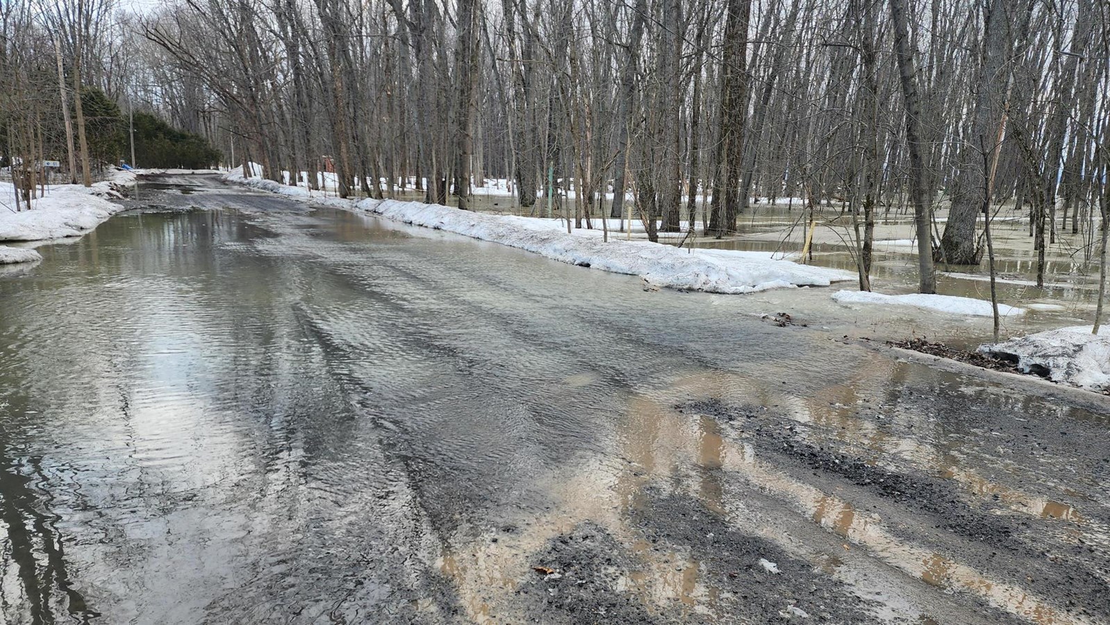 L'eau a atteint la rue Pointe-à-la-Raquette ce vendredi 21 mars en matinée