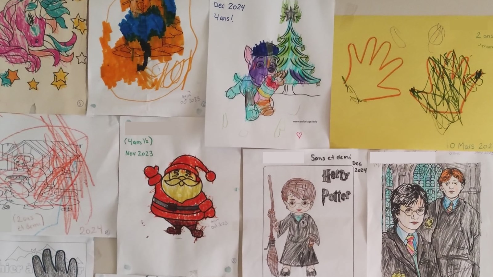 Tous les enfants qui quittent les Gendreau laissent derrière eux un dessin qu'on accroche sur un mur de la résidence familiale 