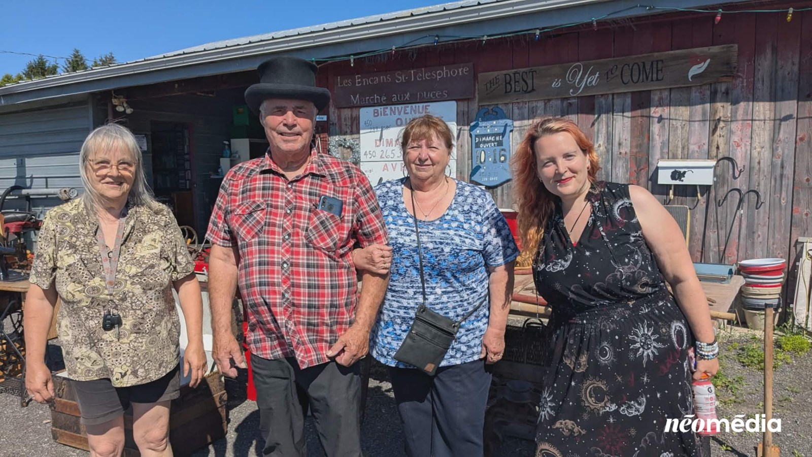 Sur la photo, on retrouve la présidente d'honneur du Marché des mémoires 2026, Luce Lefebvre, Yvon Bériault et Micheline Carrière Bériault et Émilie Léger de la Fondation Hormidas-Pilon