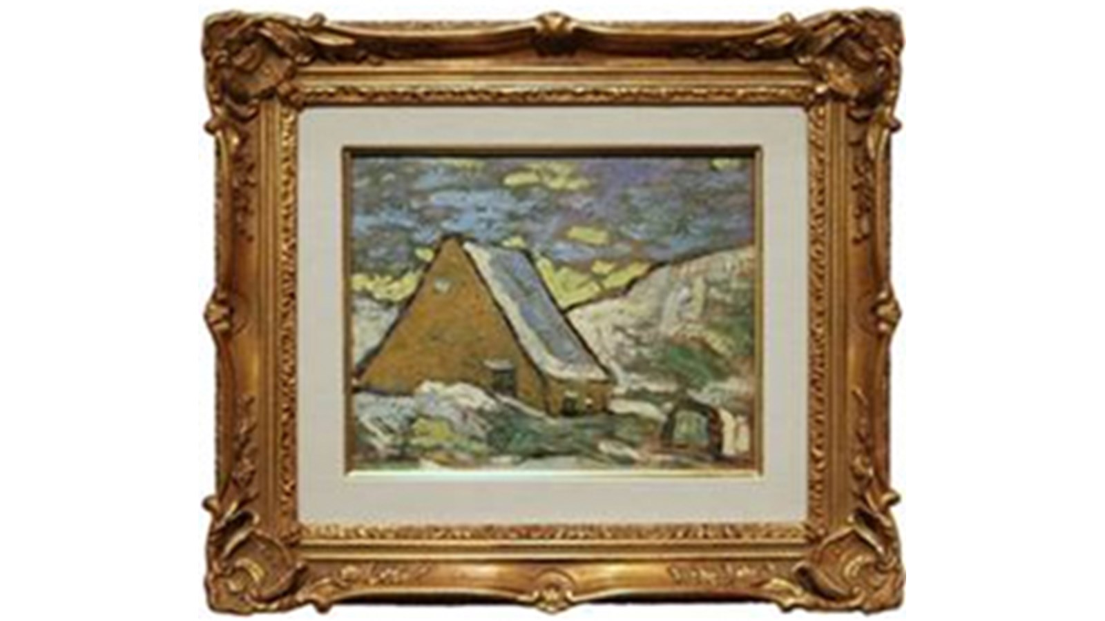 L'oeuvre Maison en hiver de Marc-Aurèle Fortin, volé plus tôt cette année dans une galerie d'art. 