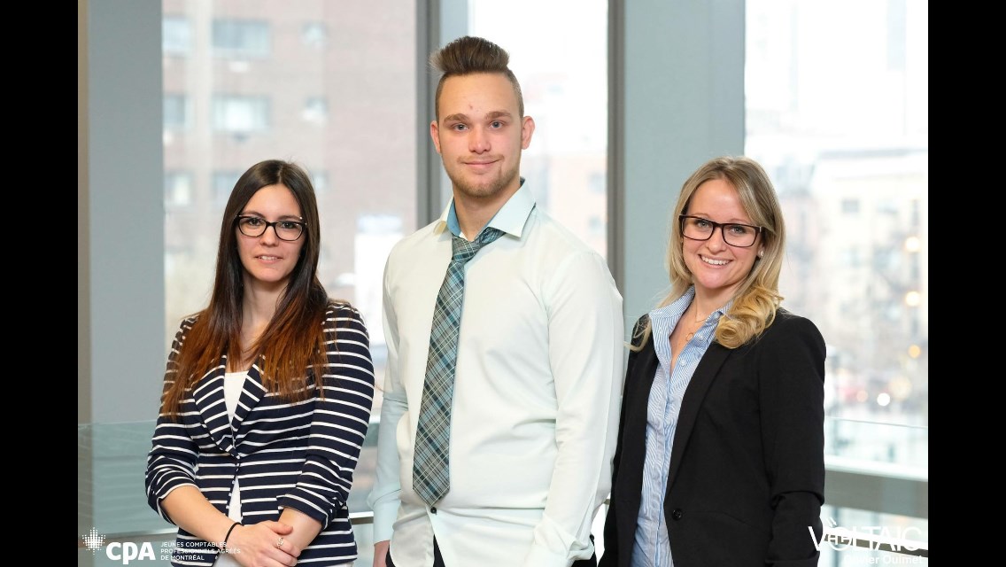 Les étudiants du programme de Techniques administratives qui ont participé à l'événement CPA en herbe 2017 : Sabrina Mallette, Alex Gauthier et Jennyfer Hallé.