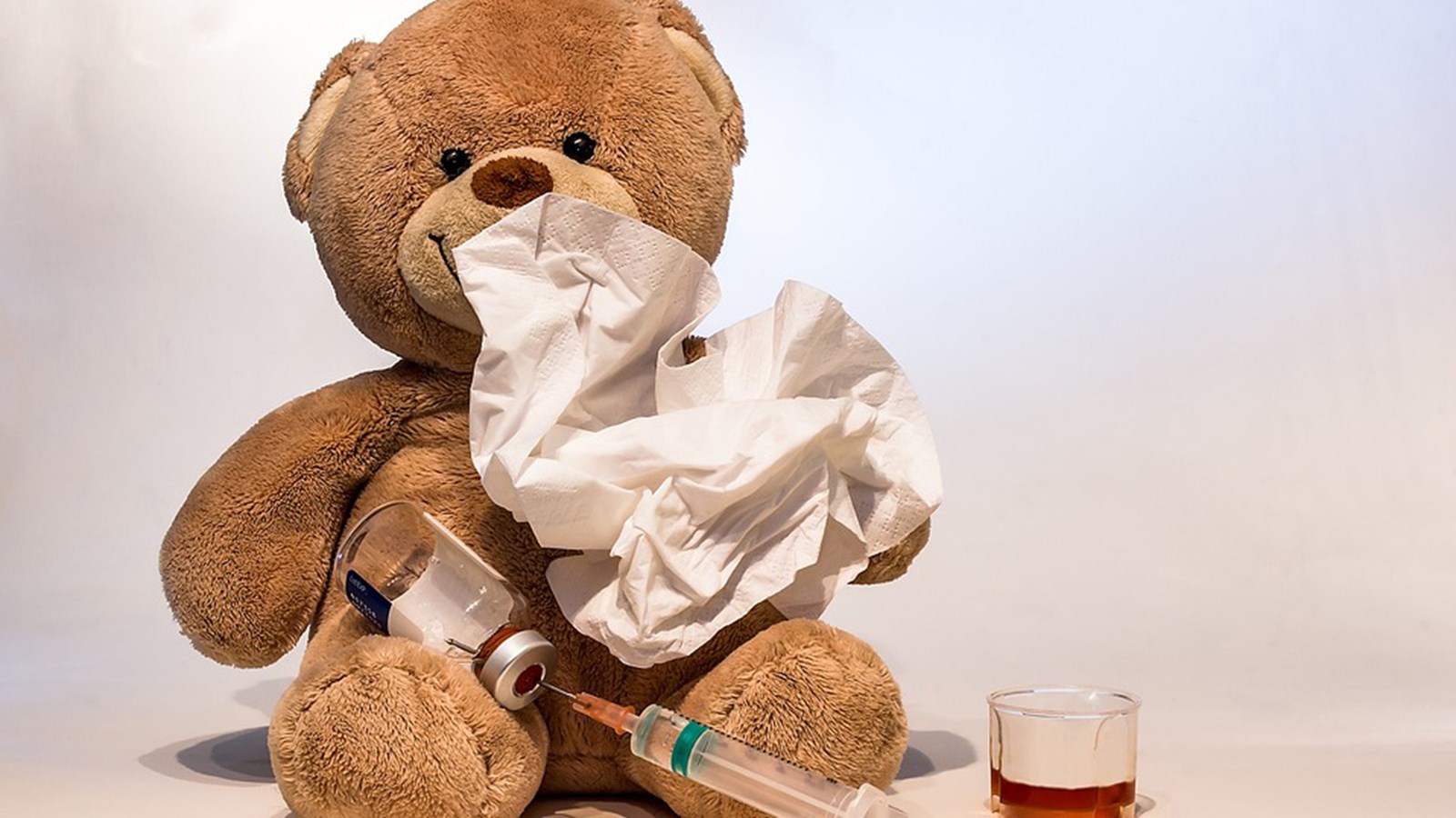 En cas de grippe, il vaut parfois mieux rester à la maison au lit avec sa peluche préférée.