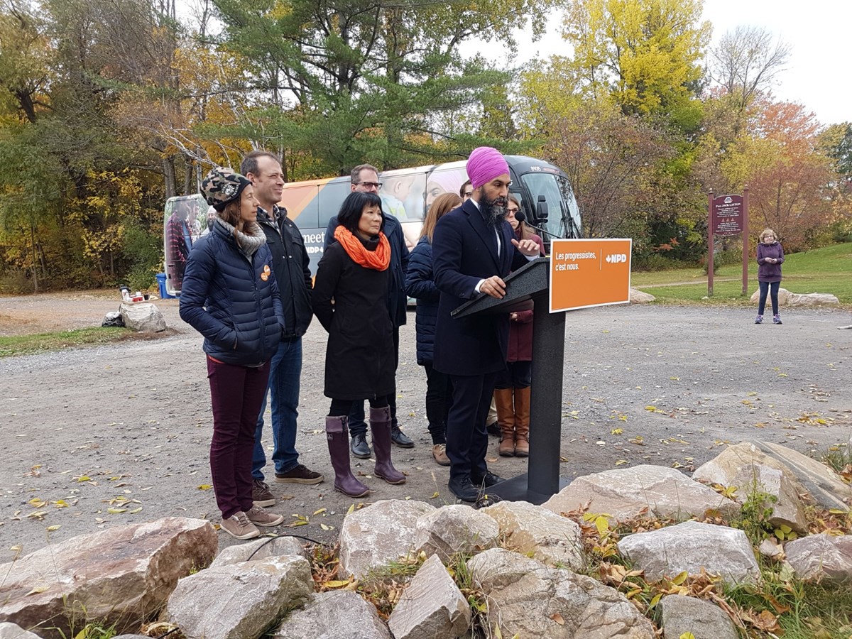 Pour sa dernière visite au Québec, Jagmeet Singh a voulu rappeler aux électeurs l'importance de voter en fonction de leurs convictions. 