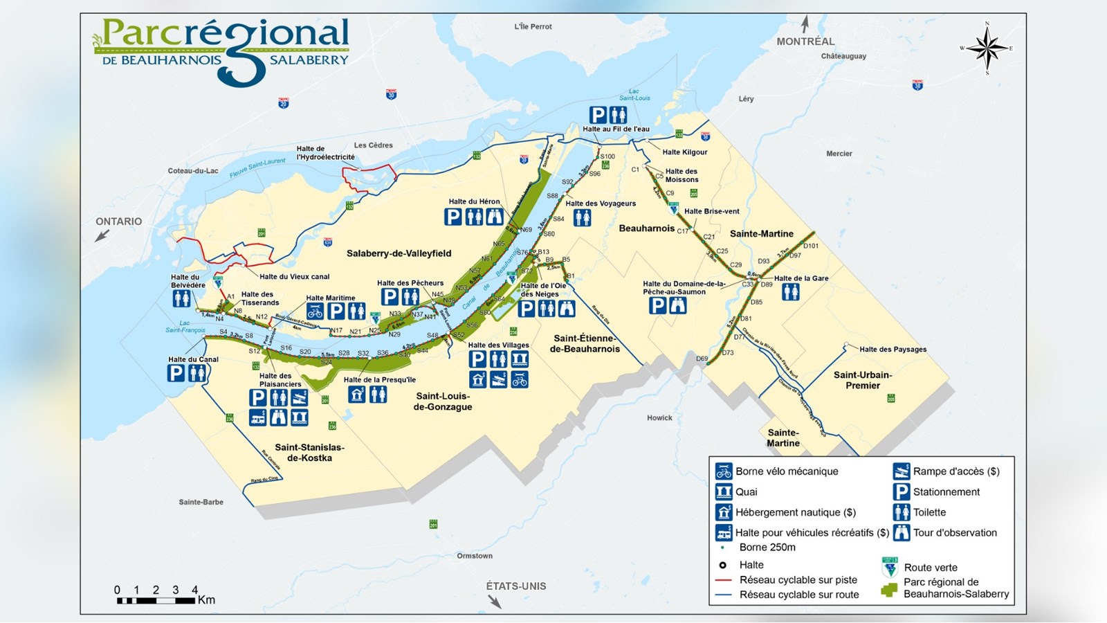 Une carte touristique situant l’emplacement des principaux attraits de la région figure dans la Halte de la Gare.