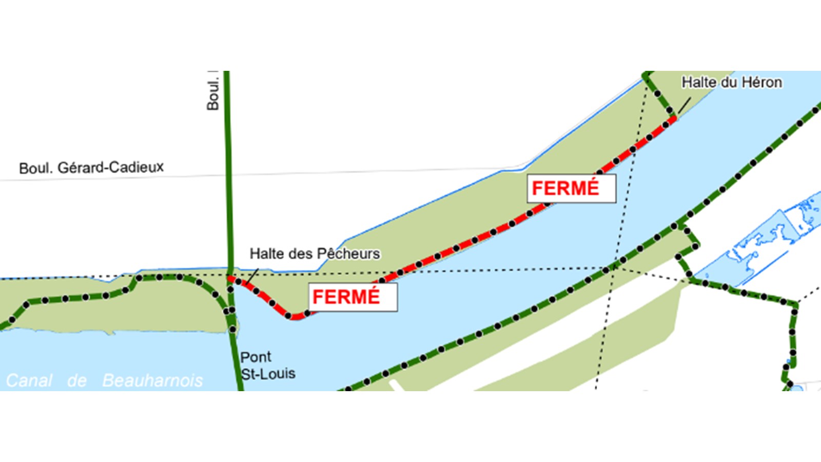 Fermeture d'un tronçon cyclable du Parc régional de Beauharnois- Salaberry ce jeudi