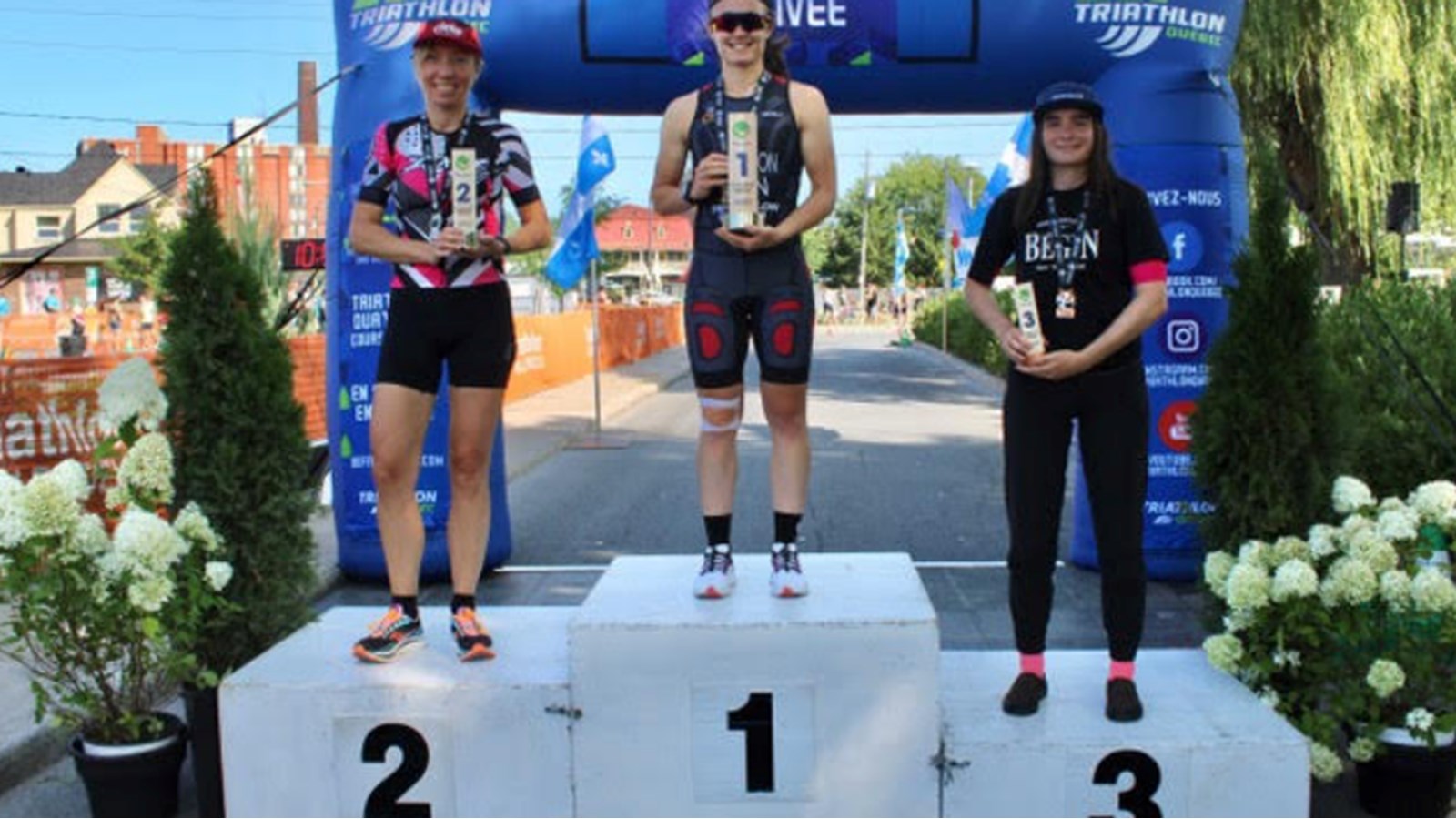 Les championnes provinciales Duathlon Sprint au terme de l'activité étaient: Pascale Gougeon (1), Joanna Szymczyk (2) et Frederique Perusse (3)

