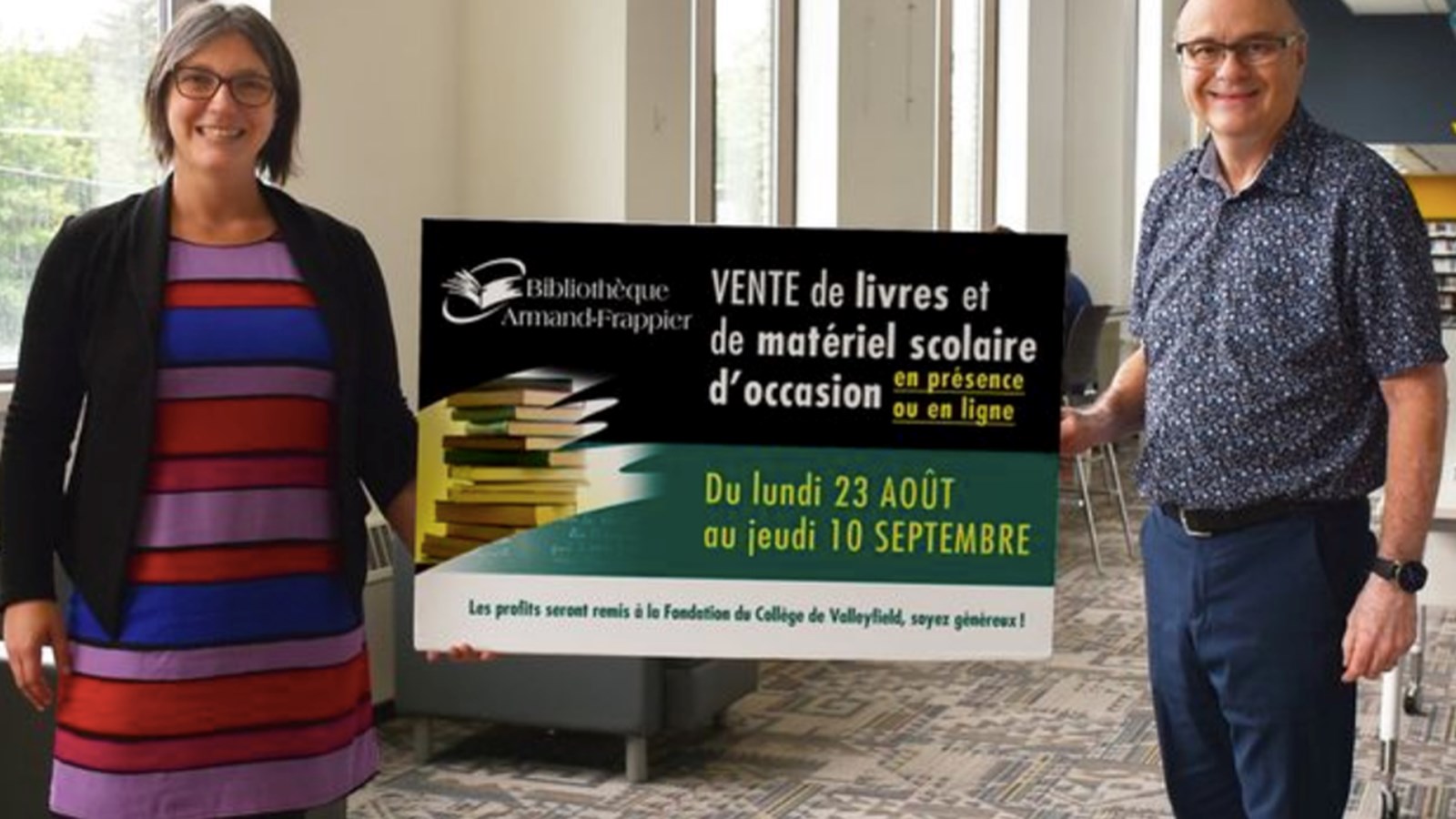 Roxanne Poissant, bibliothécaire de la Bibliothèque Armand-Frappier | Yves Trottier, Directeur général de la Fondation du Collège de Valleyfield