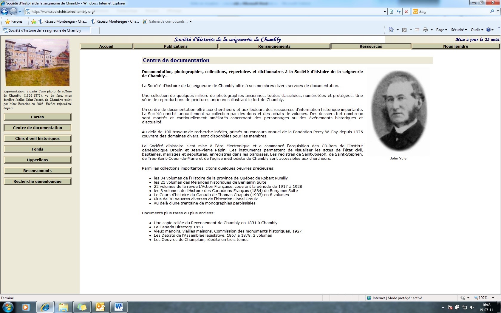 Le montant octroyé permettra à la société d'histoire de moderniser son site Web.