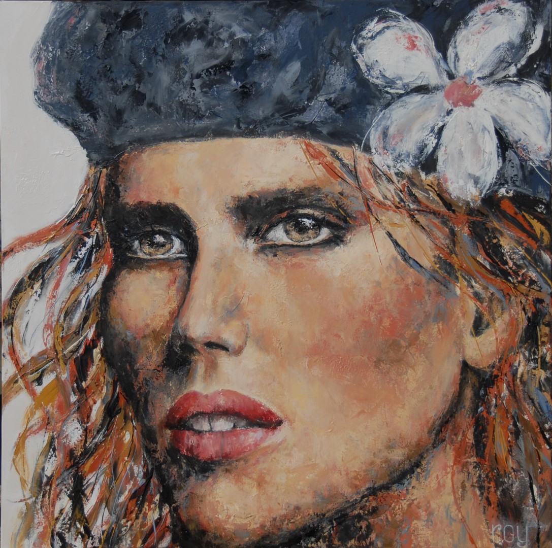 « Une fleur pour Ana », 40 x 40 pouces, une des œuvres récentes de la peintre mathiassoise.