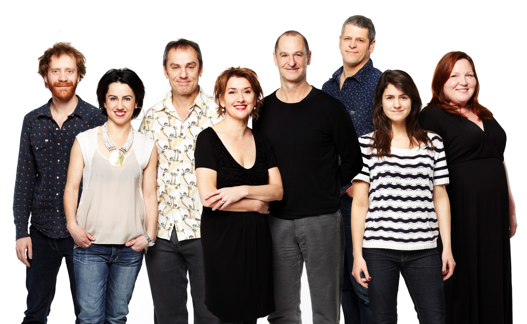 Simon Lacroix, Guillermina Kerwin, Henri Chassé, Isabelle Vincent, Roger La Rue, Claude Despins, Sarah Laurendeau et Kathleen Fortin sont Les Voisins.