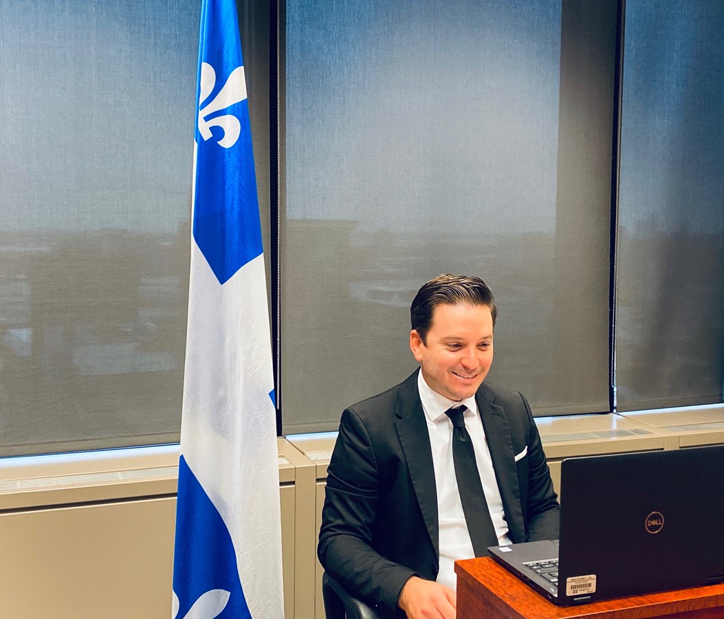 Simon Jolin-Barrette lors de la conférence virtuelle.