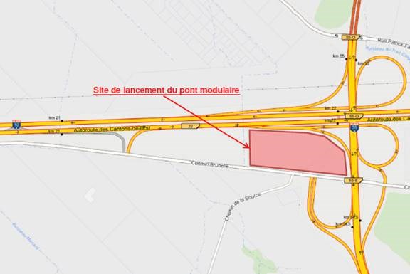 Les travaux d’assemblage ainsi que les tests auront lieu dans l’espace vacant du cadran sud-ouest de l’échangeur, n’entraînant ainsi aucune entrave sur le réseau routier