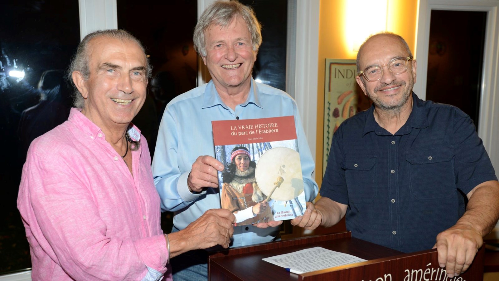 André Michel, fondateur de LMA, Jean-Marie Fallu, auteur et Marcel Leboeuf, comédien.