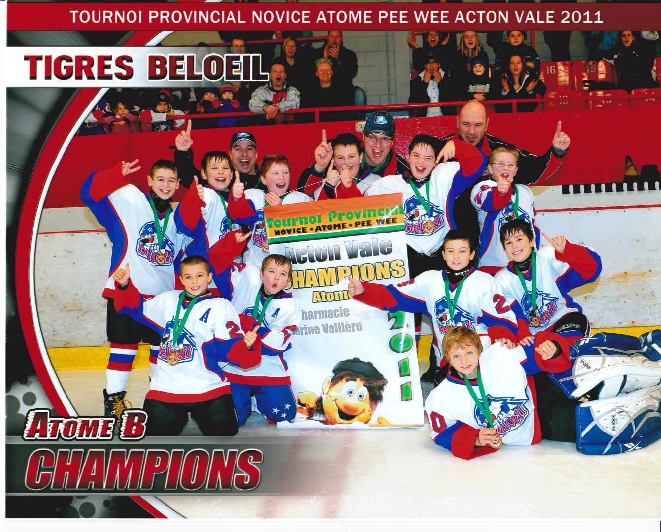 Les joueurs gagnants sont Sébastien Desroches, Ricardo Chevrier, Nathan Cousineau, Mathis Gagné, William Gagnon, Samuel Landry, Olivier Lemelin, José-Aléandro Lobato, Benjamin Marcotte, Nathan Ruest-Martin et Hugo Nantel. Félicitations aussi à l’entraîneur Robert Desroches et aux adjoints André Marcotte et François Payette-Martin, qui ont fait de l’excellent travail avec les jeunes.