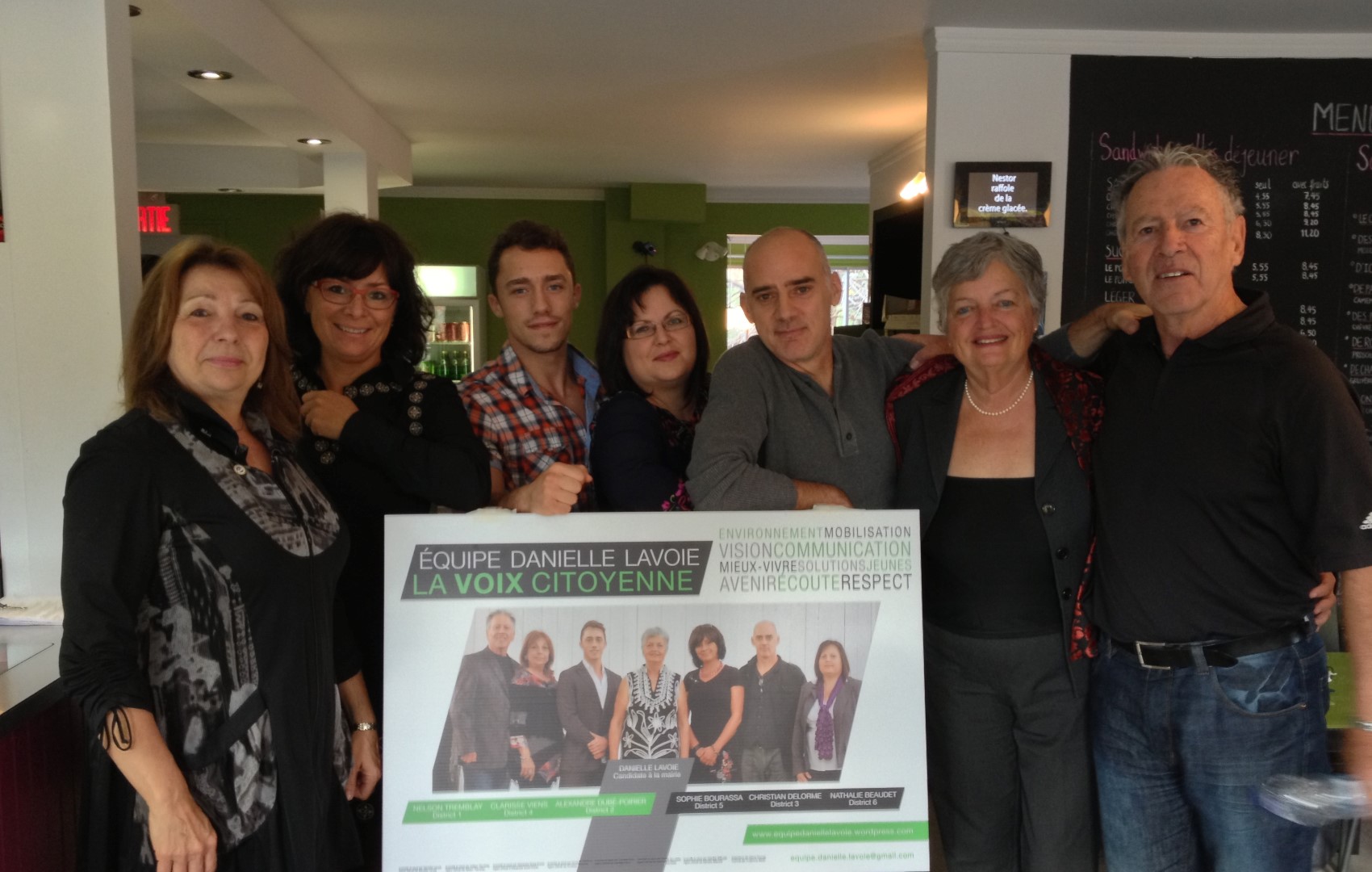 Clarisse Viens, Sophie Bourassa, Alexandre Dubé-Poirier, Nathalie Beaudet, Christian Delorme, Danielle Lavoie et Nelson Tremblay.