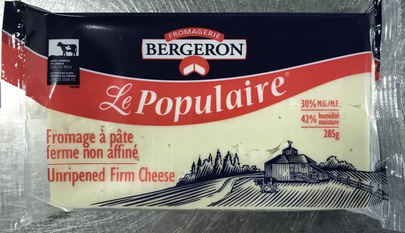 Rappel du fromage Le Populaire de la marque Fromagerie Le Bergeron.