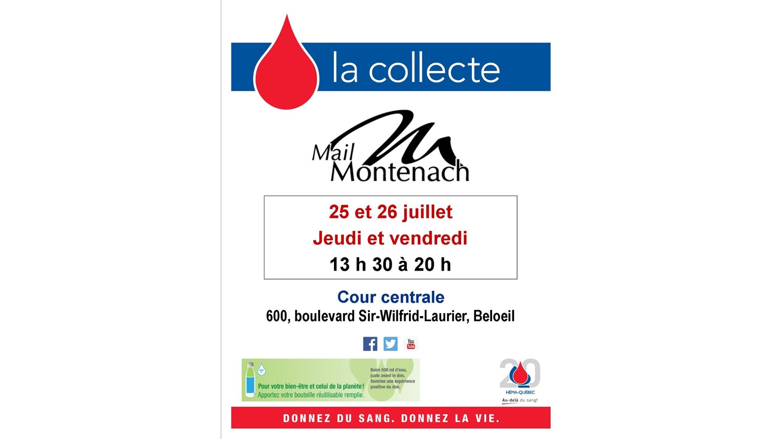 Donnez du sang les 25 et 26 juillet prochains à Beloeil