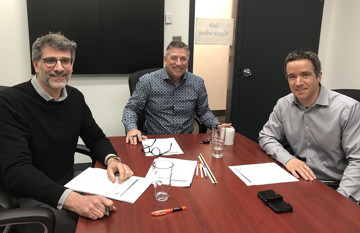 Benoît Senécal, directeur adjoint du Service des infrastructures et gestion des eaux (SIGE), Benoît Fortin, directeur du SIGE et Sébastien Marquis, Chef de division assainissement.