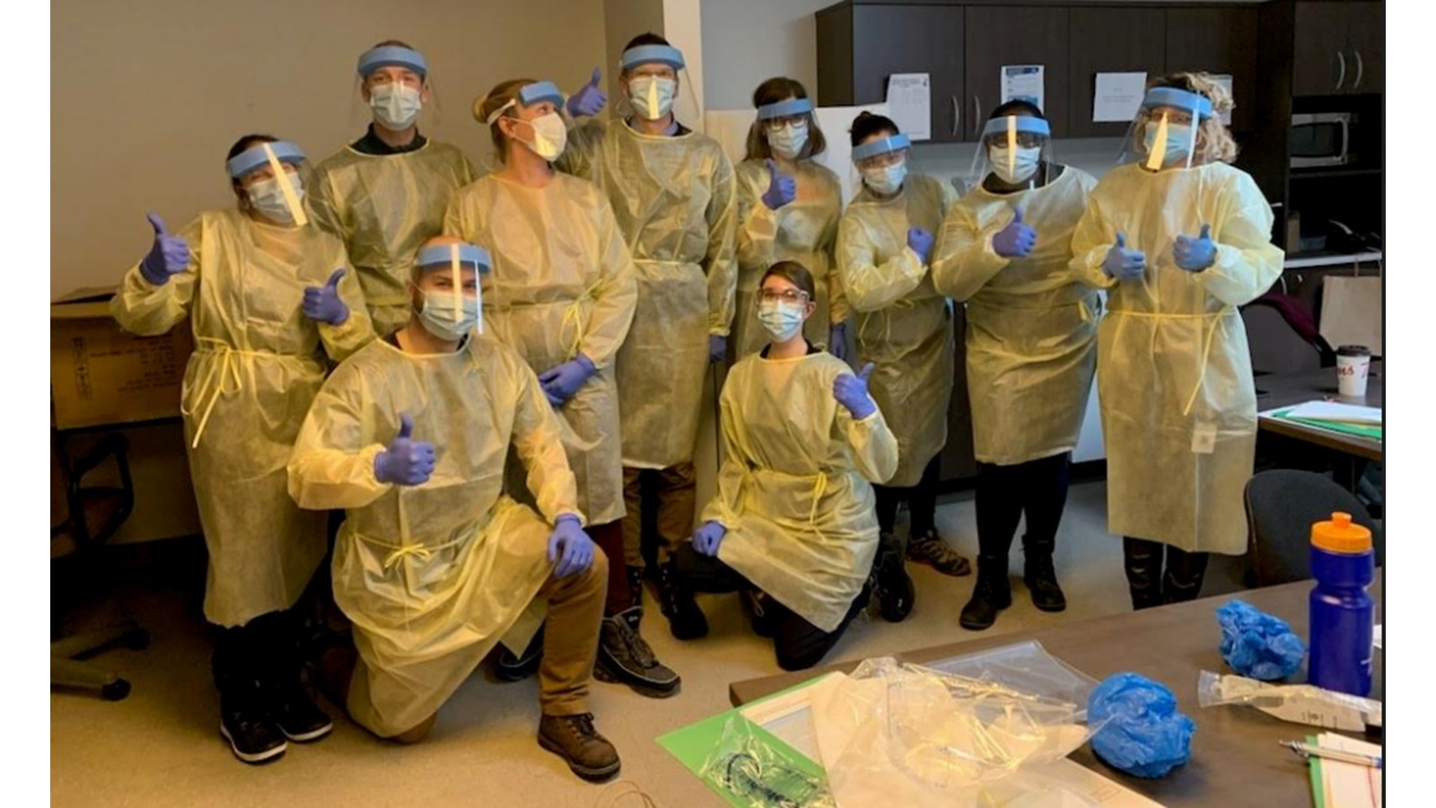 L’équipe de kinésiologues lors de la formation en prévention et contrôle des infections