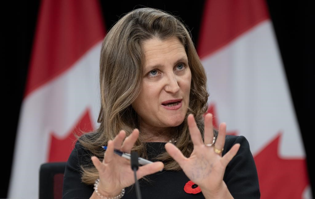 Freeland présentera son énoncé économique le 21 novembre