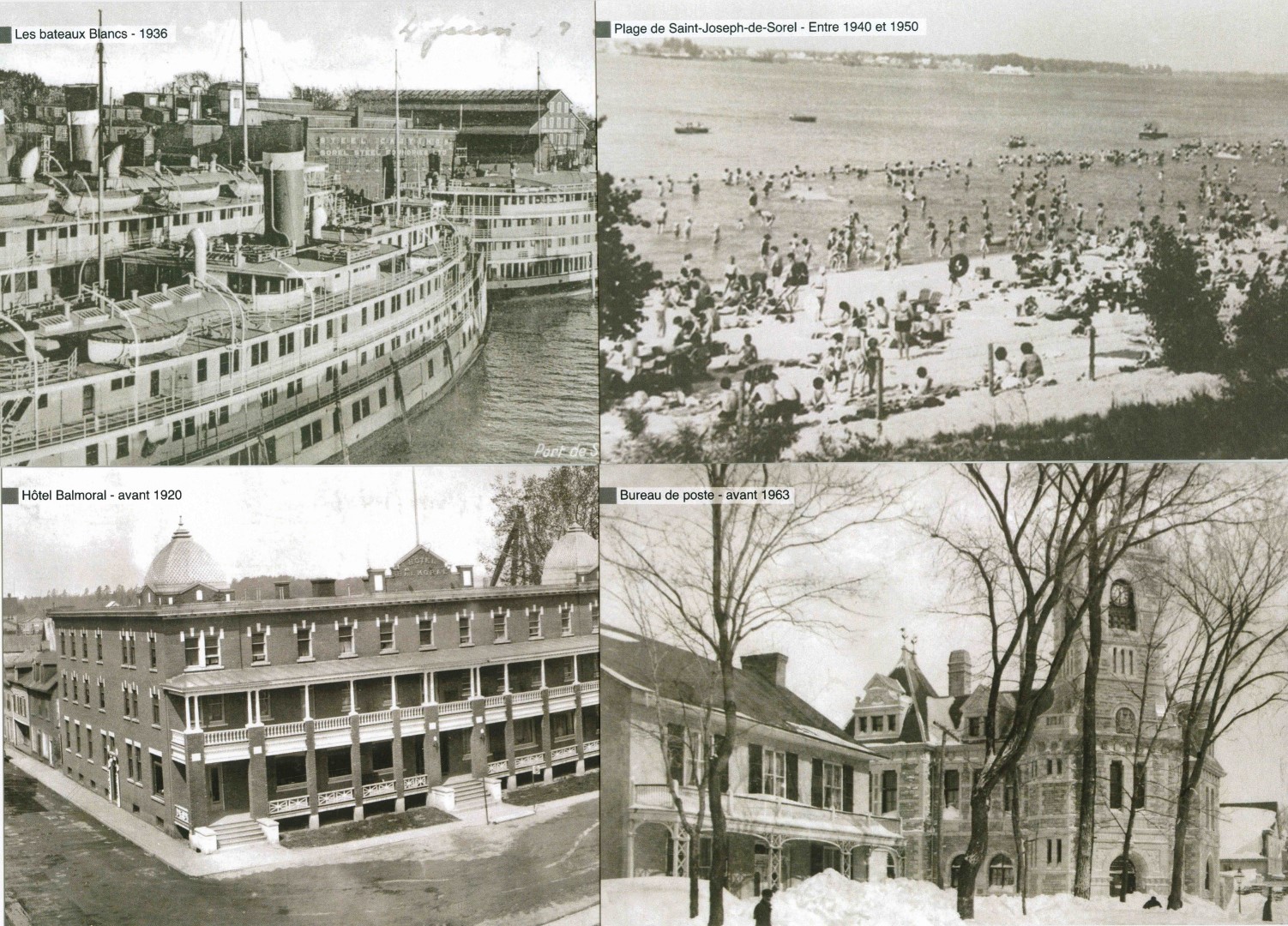 Plusieurs des lieux illustrés, comme la page de la Pointe-aux Pins, sont maintenant chose du passé. D’autres, comme le pont Turcotte, résistent toujours à l’épreuve du temps. Image: Société historique Pierre-de-Saurel
