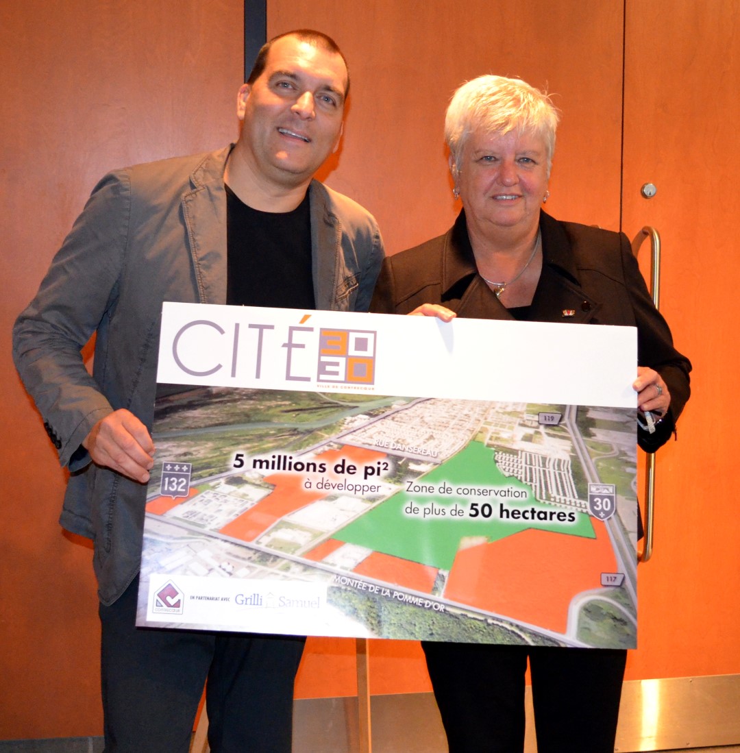 Yves Samuel, du consortium immobilier Grilli Samuel, et la mairesse de Contrecoeur, Suzanne Dansereau.