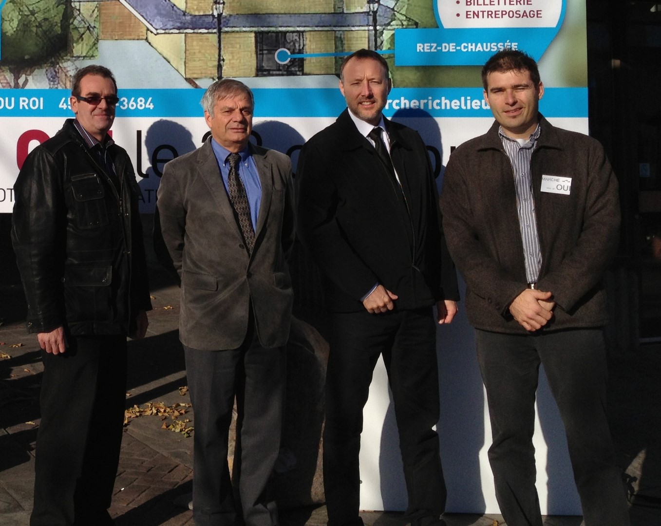 Christian Cournoyer (Association libérale provinciale de Richelieu), Marcel Fafard (Association péquiste de Richelieu), Jean-Bernard Émond (Coalition avenir Québec dans Richelieu) et Nicklaus Davey (Association locale d'Option nationale dans Richelieu).