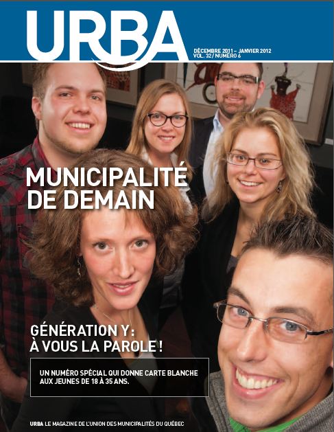 Corina Bastiani (à gauche) sur la page couverture du plus récent numéro hors série d’URBA, de l’Union des municipalités du Québec.