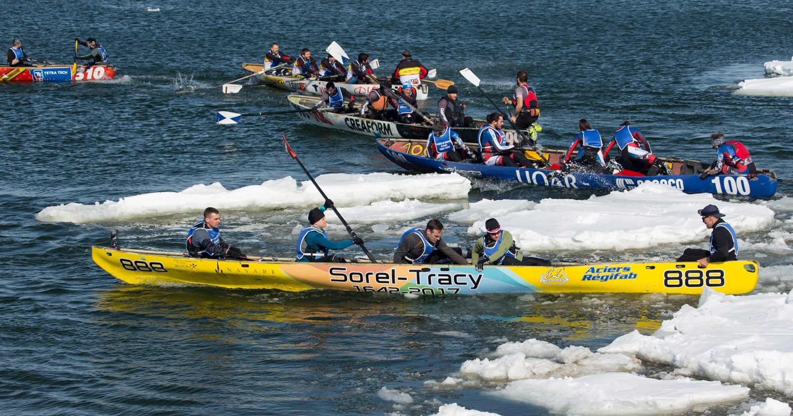 Une 13e place pour l’équipe soreloise à la course de canot à glace Sorel-Tracy