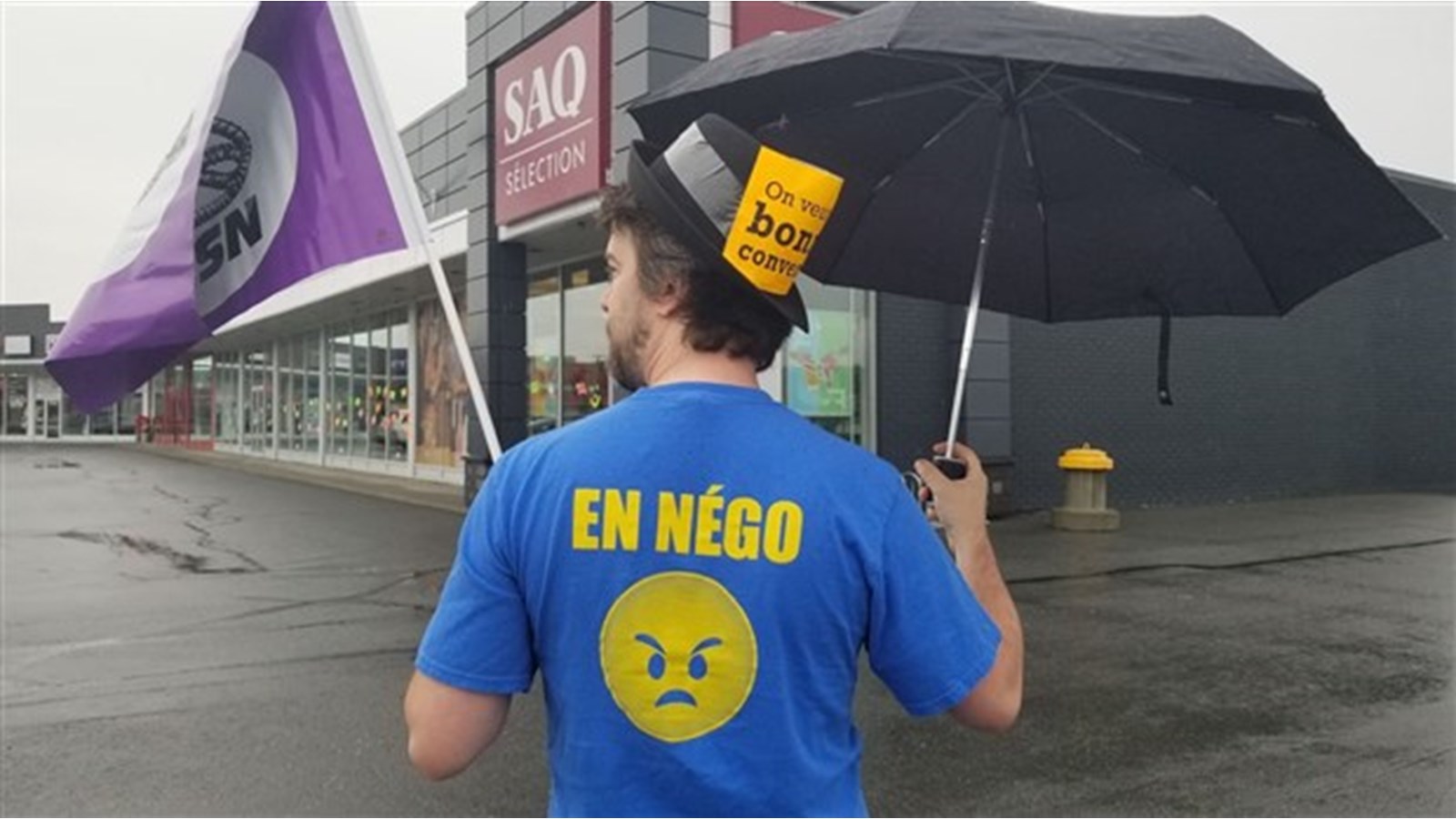 Une action à Sorel-Tracy à l’occasion de la grève-surprise de la SAQ