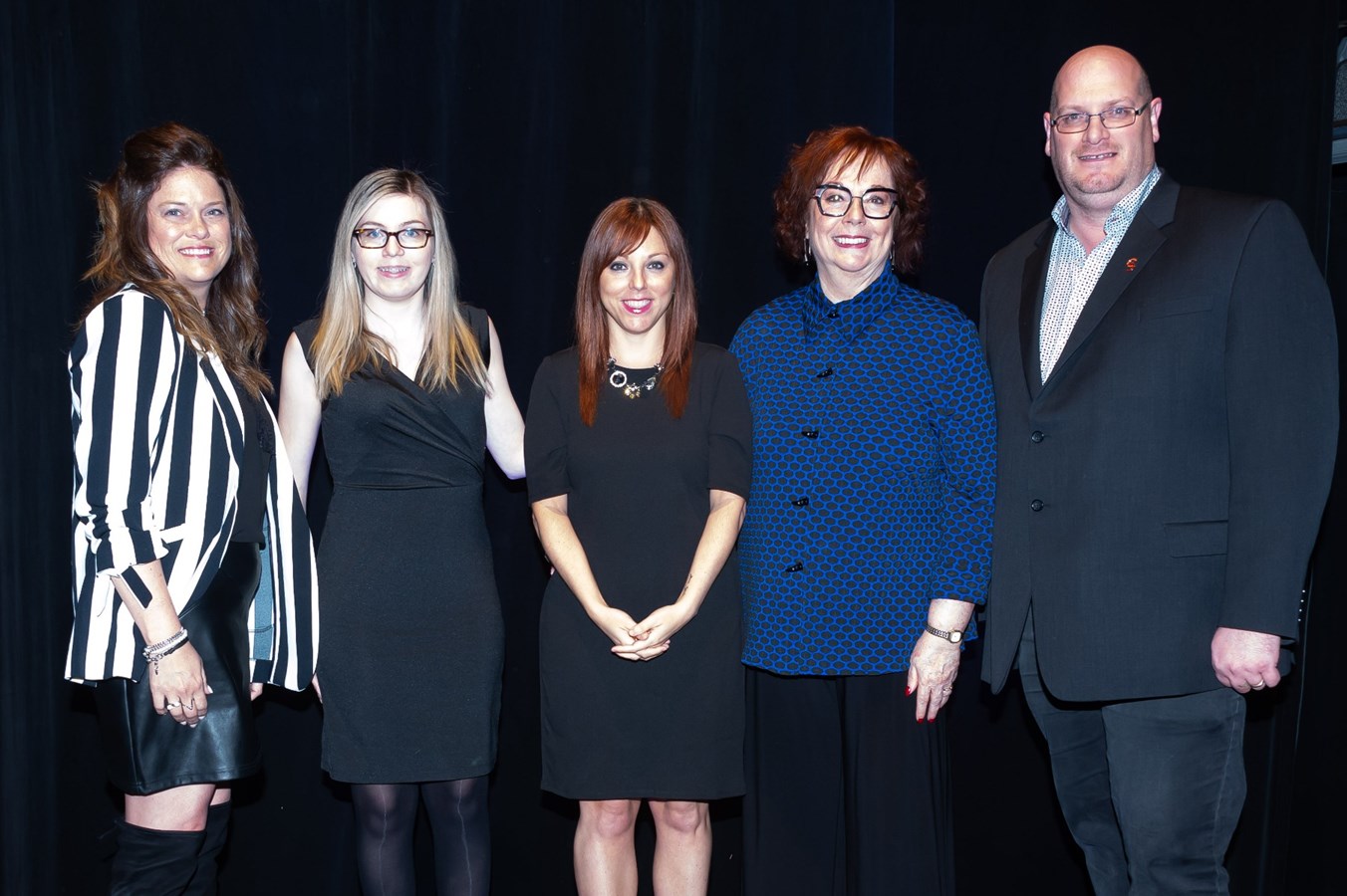 Patricia Salvas, vice-présidente de la Fondation, Sophie Labonté, adjointe à la Fondation, Myriam Arpin, directrice générale de la Fondation, Fabienne Desroches, directrice générale du Cégep de Sorel-Tracy et trésorière à la Fondation et Sylvain Dupuis, président de la Fondation.