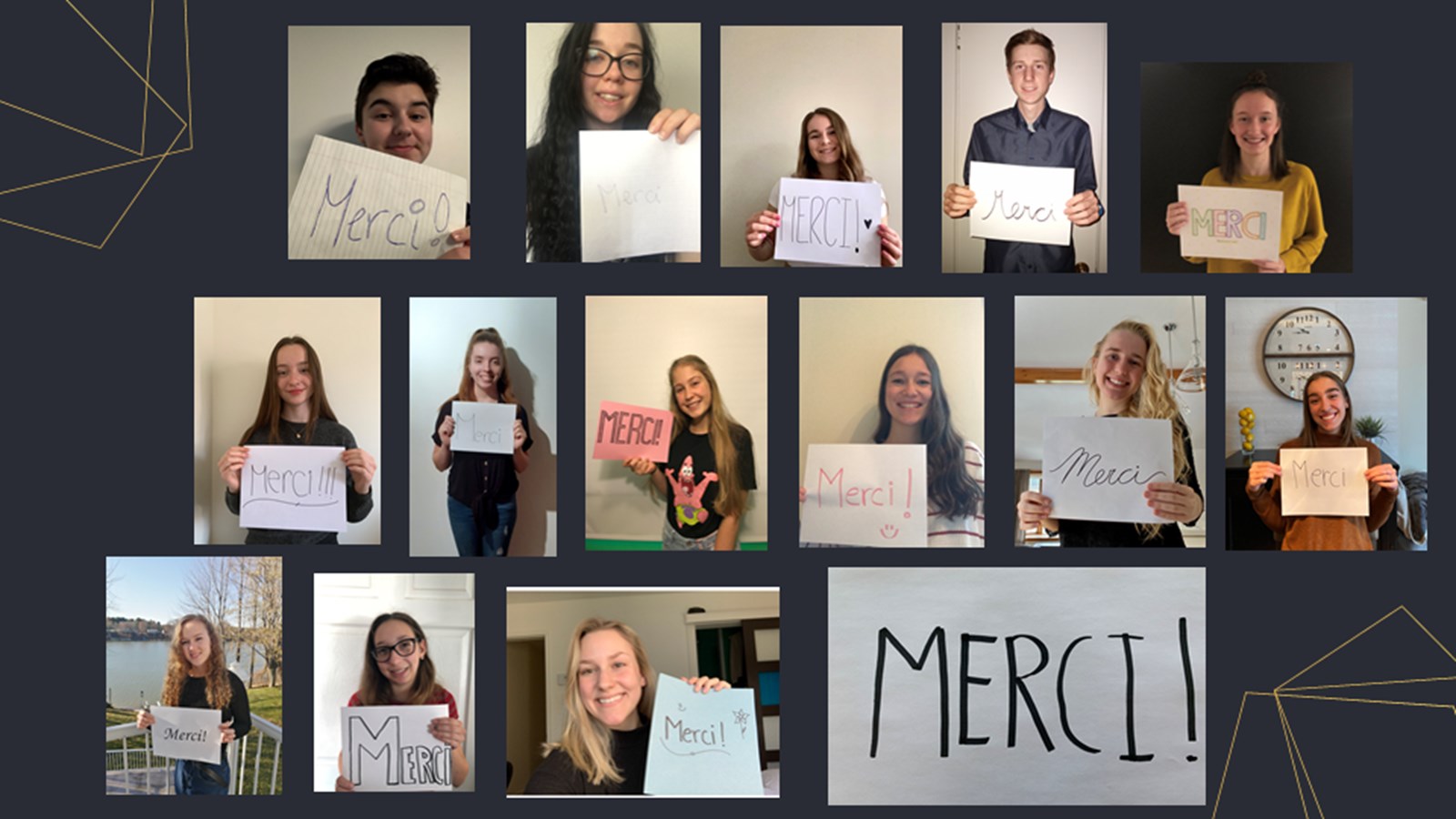 14 des 16 récipiendaires : Mesdames Lauriane Darsigny, Audrey-Ann Doyon, Eugénie Doyon, Béatrice Foucault, Sarah Goulet, Émie Lanteigne, Laurence Lemoine, Audrey Ménard, Camille Pouliot, Anaëlle Savard,  Catherine Simard, Justine Trudel. Messieurs  Mathys Plante, Antonin Robinson. Absents sur la photo : Antoine Guérin et Édouard Venne