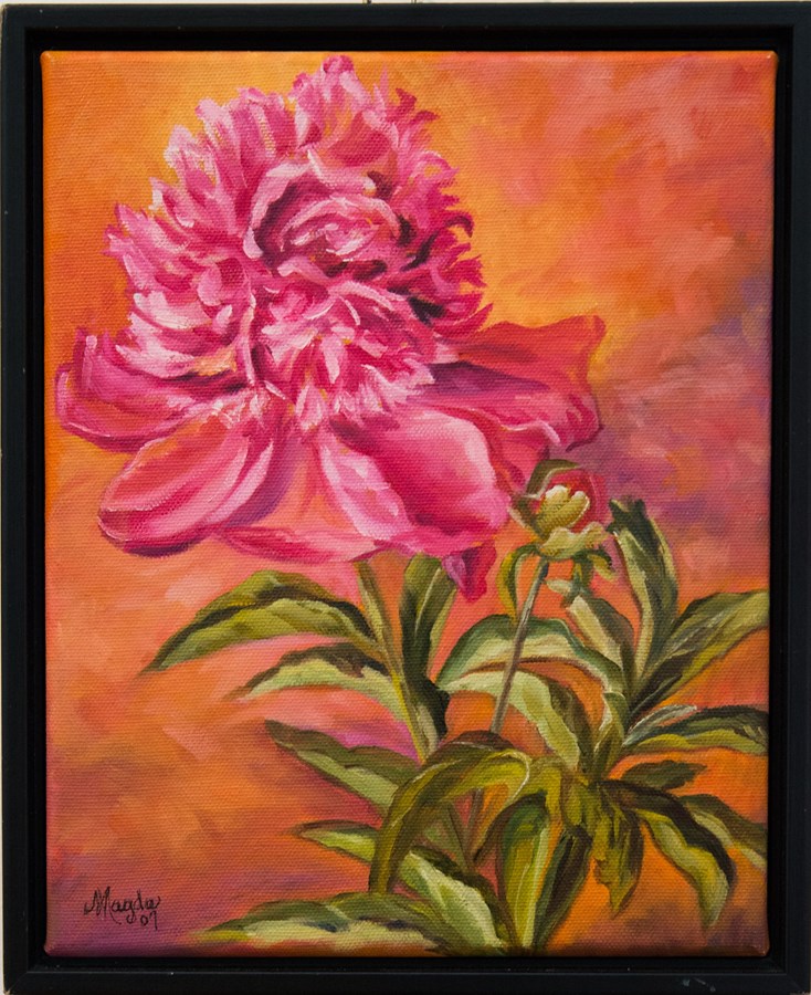 L'une des œuvres de Madeleine Pérodeau, "Élégante pivoine".