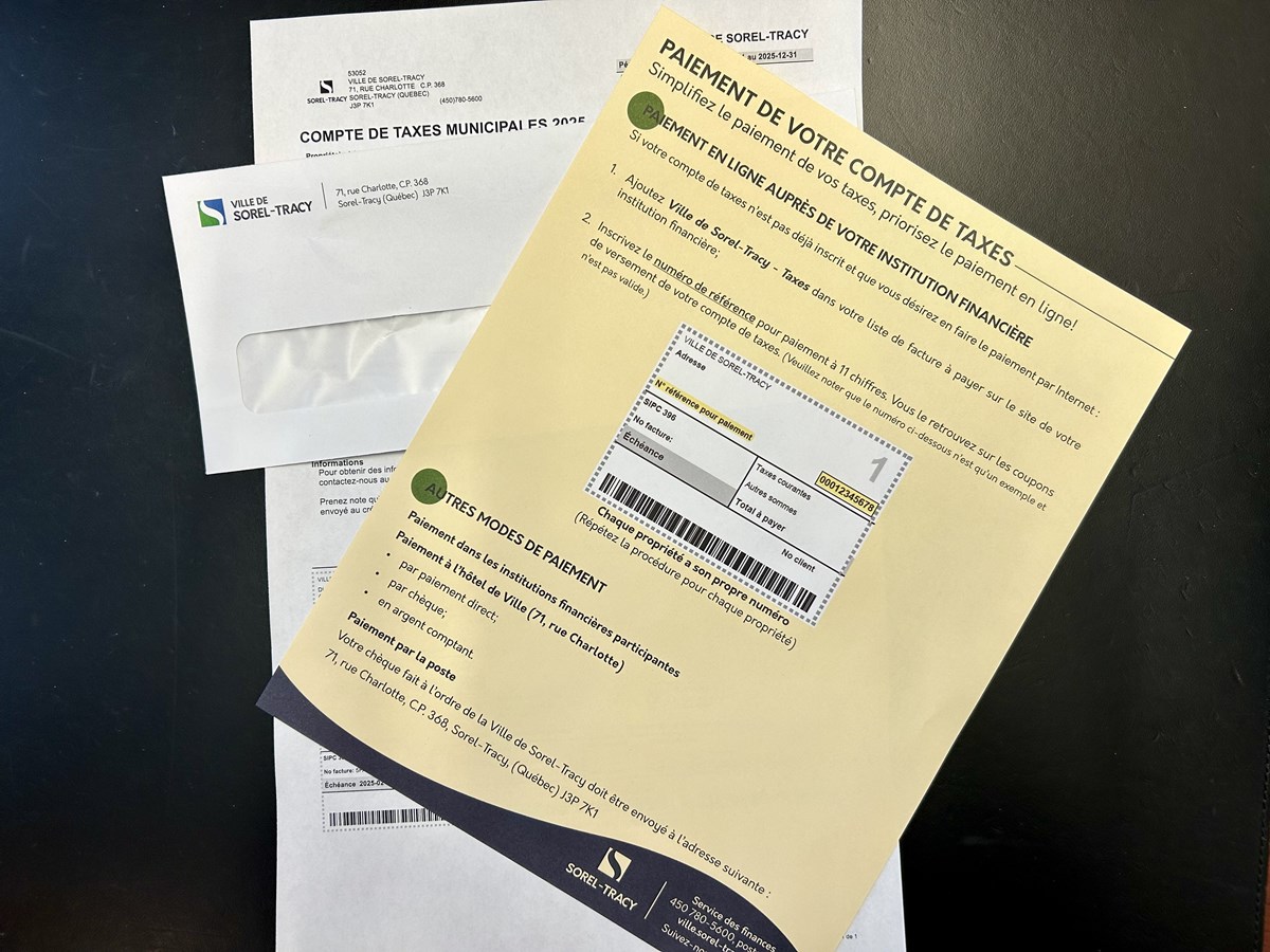 Envoie des comptes de taxes de Sorel-Tracy dès le 17 janvier
