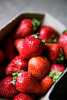 Carton of fresh strawberries